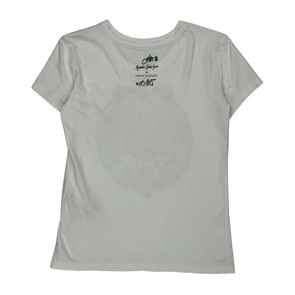 Armani Exchange Graphic T-Shirt - XS White Cotton - Image 2