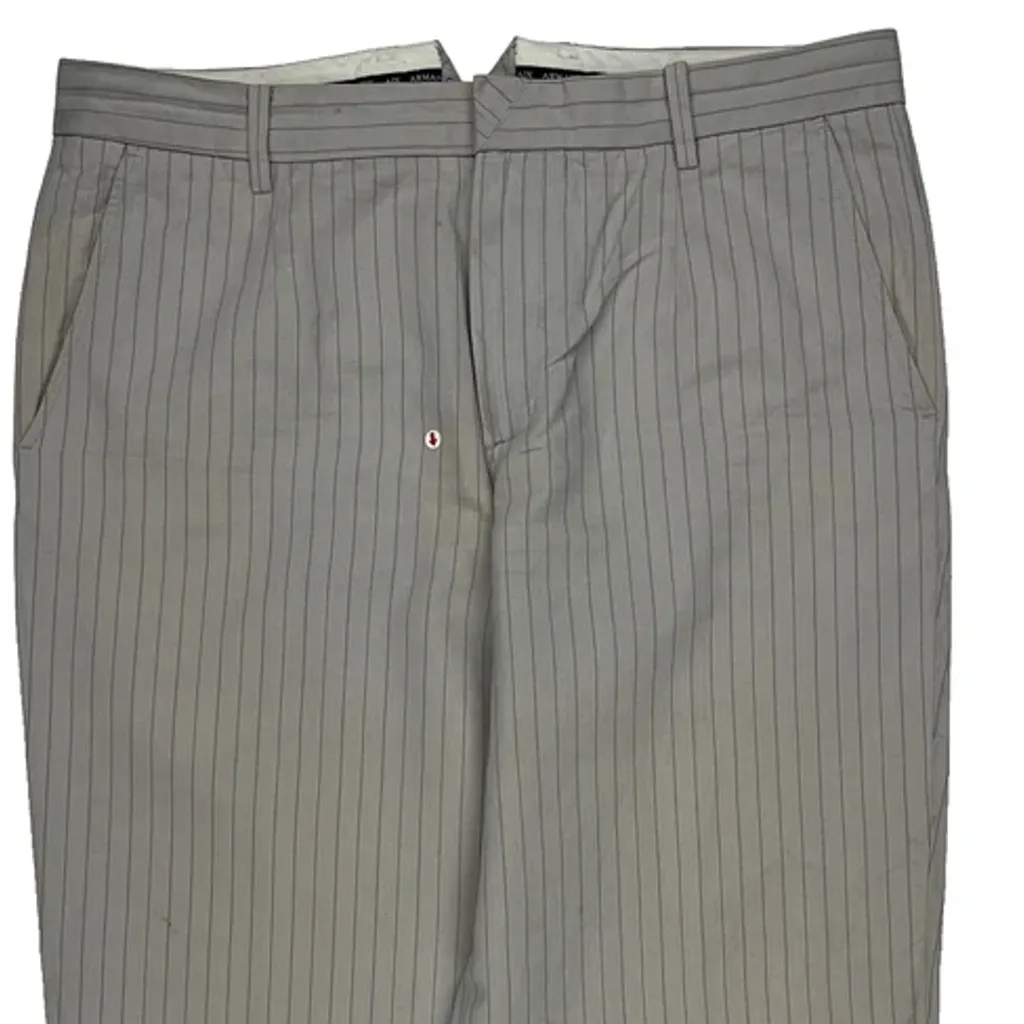 Armani Exchange Pinstripe Trousers - 36W 32L Grey Cotton - Image 11