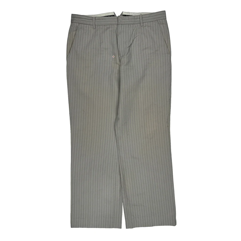 Armani Exchange Pinstripe Trousers - 36W 32L Grey Cotton - Image 2