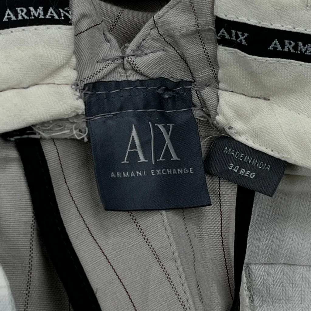 Armani Exchange Pinstripe Trousers - 36W 32L Grey Cotton - Image 7