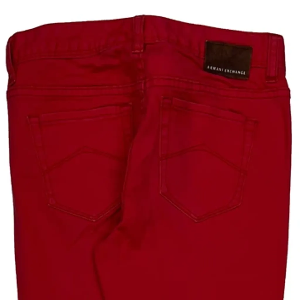 Armani Exchange Slim Fit Trousers - 28W UK 8 Red Cotton - Image 8