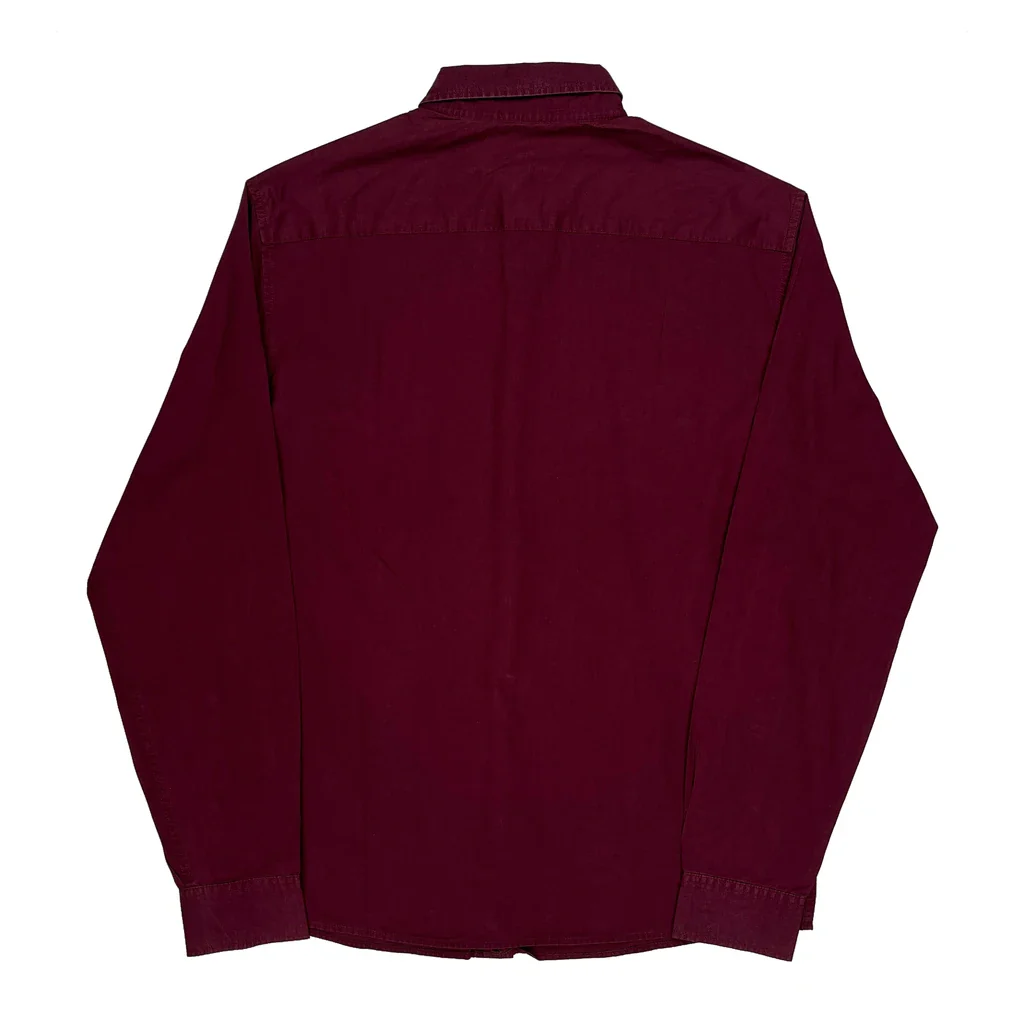 Armani Jeans Shirt - Large Burgundy Cotton - Image 2