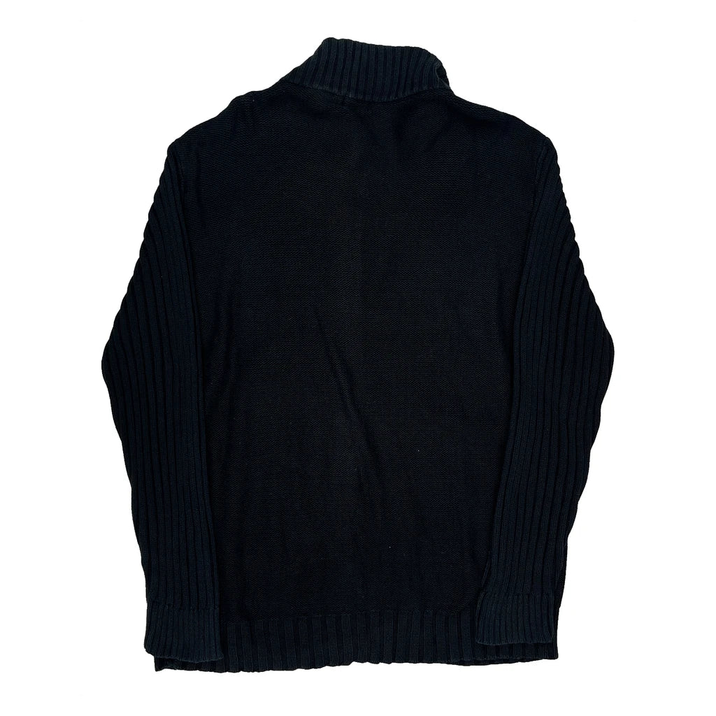 Armani Jeans Striped Zip Up - Large Black Wool - Image 2