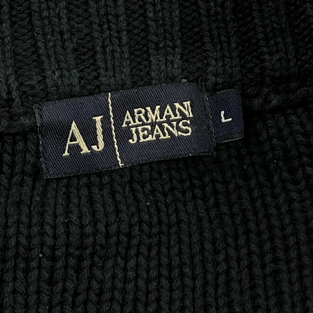 Armani Jeans Striped Zip Up - Large Black Wool - Image 3