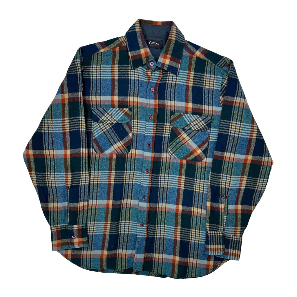 Arrow Checked Flannel Shirt - Medium Multicoloured Acrylic