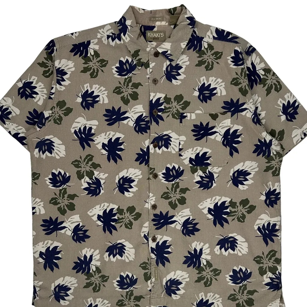 Arrow Floral Hawaiian Shirt - Large Beige Cotton - Image 5