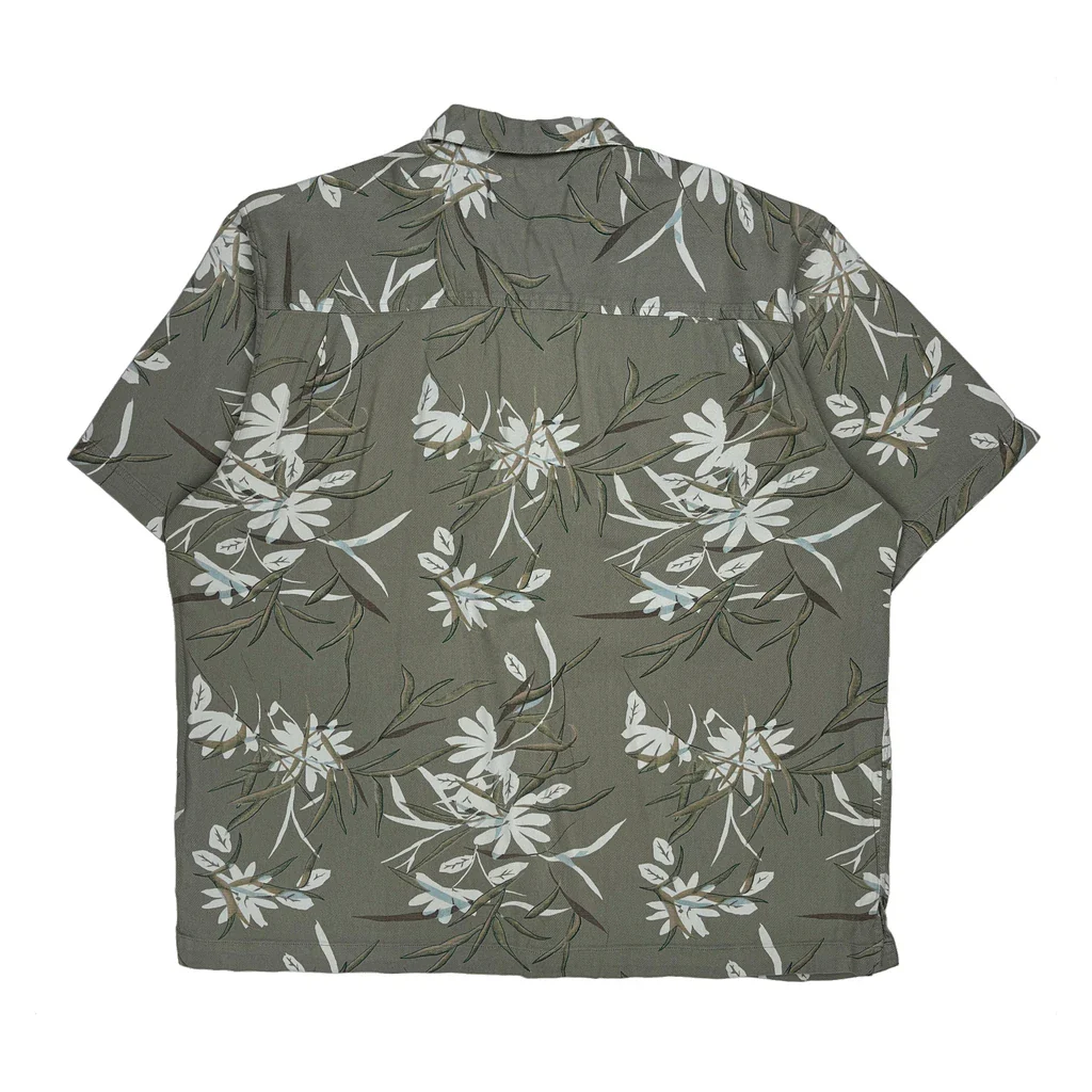 Arrow Floral Hawaiian Shirt - Large Green Cotton Blend - Image 2
