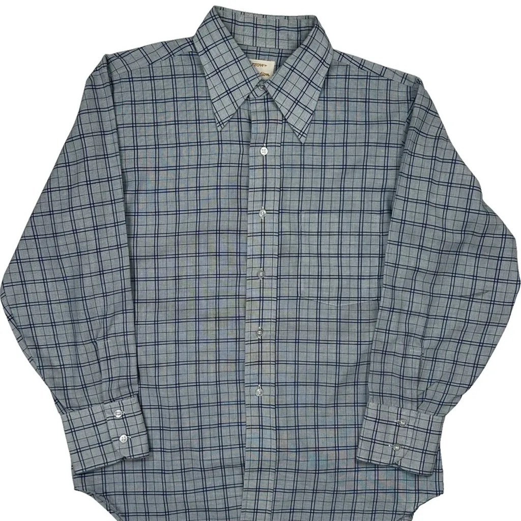 Arrow Checked Shirt - Medium Blue Polyester Blend - Image 5