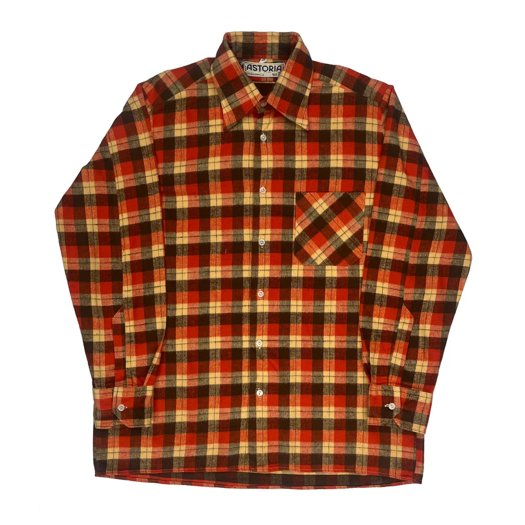 Astoria Checked Flannel Shirt - Small Red Cotton