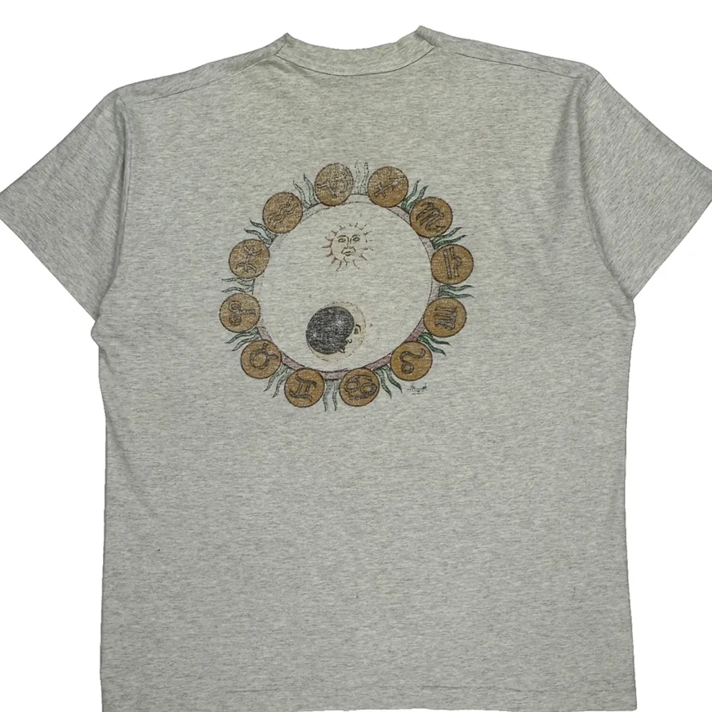 Astrological Symbols Fruit Of The Loom Graphic T-Shirt - XL Gray Cotton - Image 7