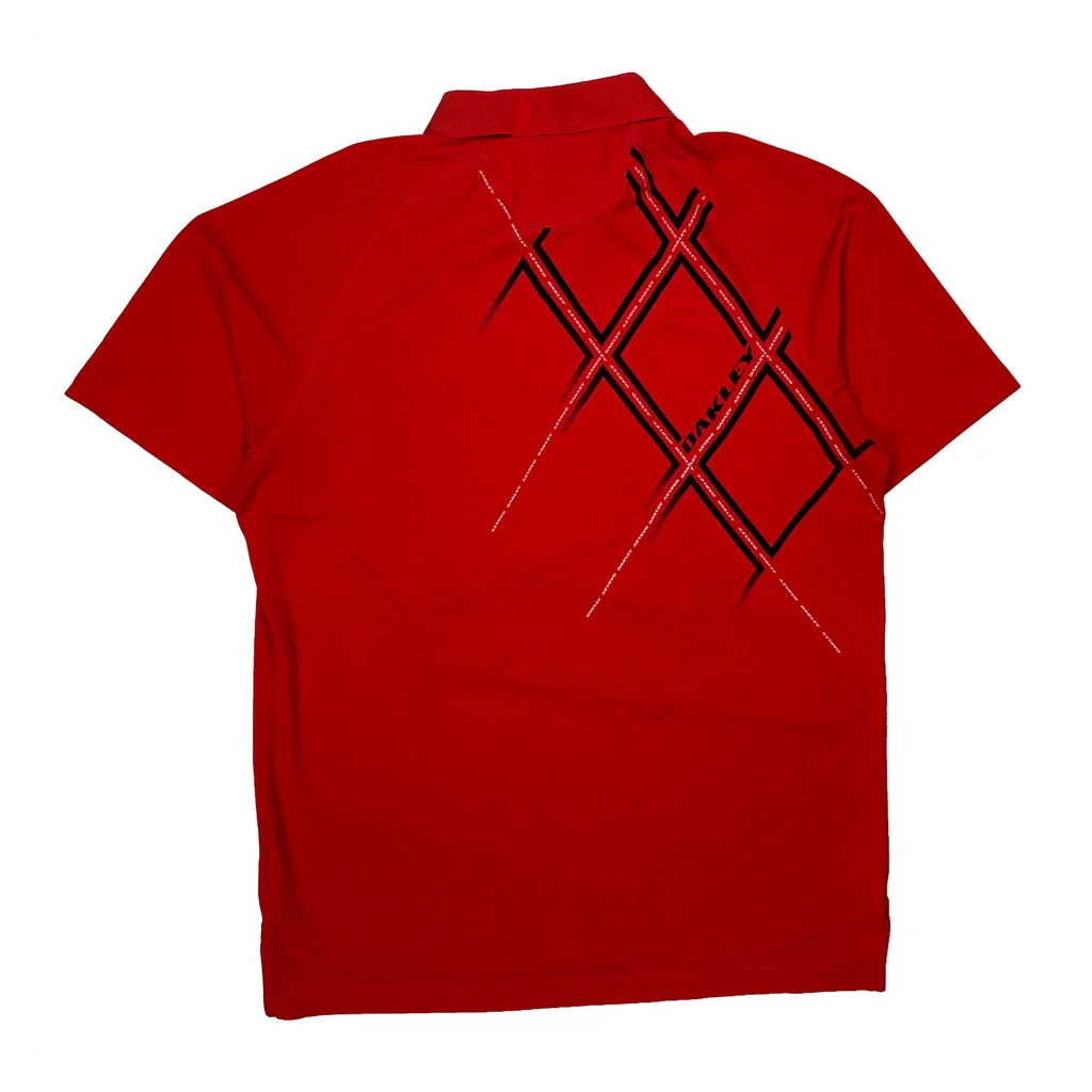 Athletic Design Oakley Polo Shirt - Medium Red Polyester - Image 2