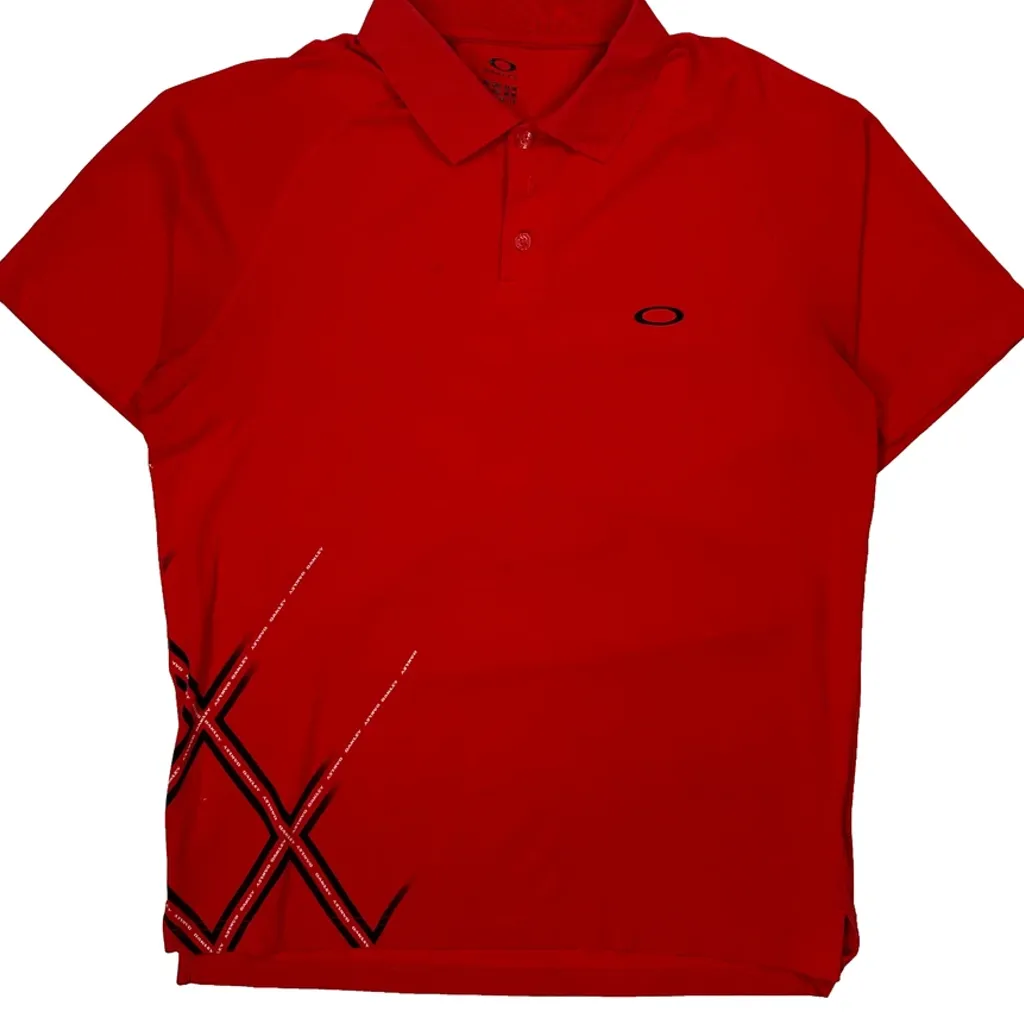 Athletic Design Oakley Polo Shirt - Medium Red Polyester - Image 4