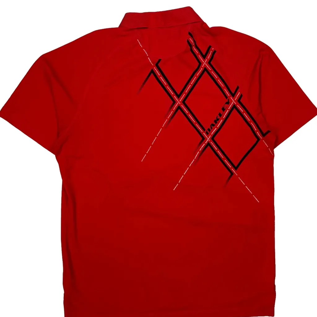 Athletic Design Oakley Polo Shirt - Medium Red Polyester - Image 6