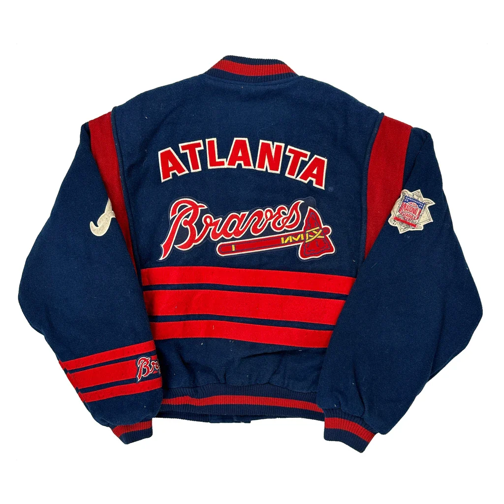 Atlanta Braves Nutmeg Varsity Jacket - Medium Blue Wool Blend - Image 2