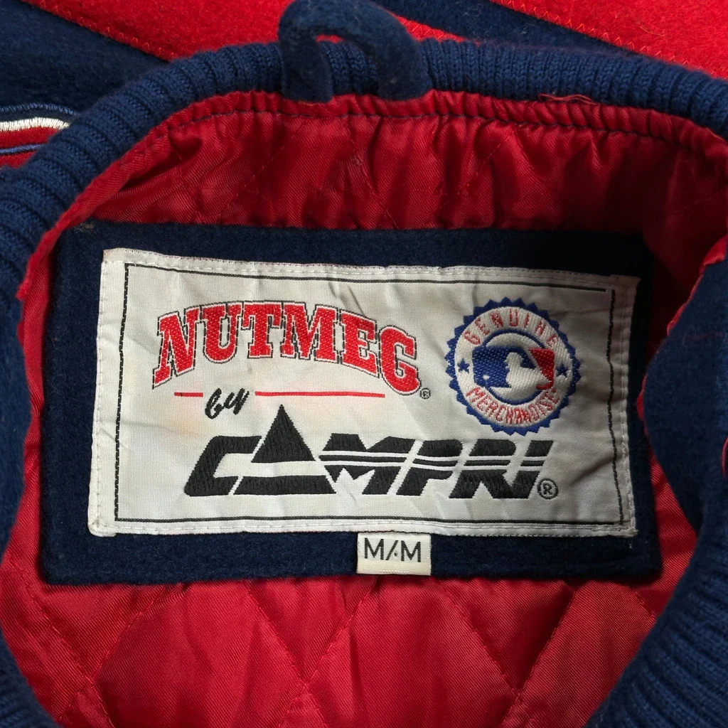 Atlanta Braves Nutmeg Varsity Jacket - Medium Blue Wool Blend - Image 3