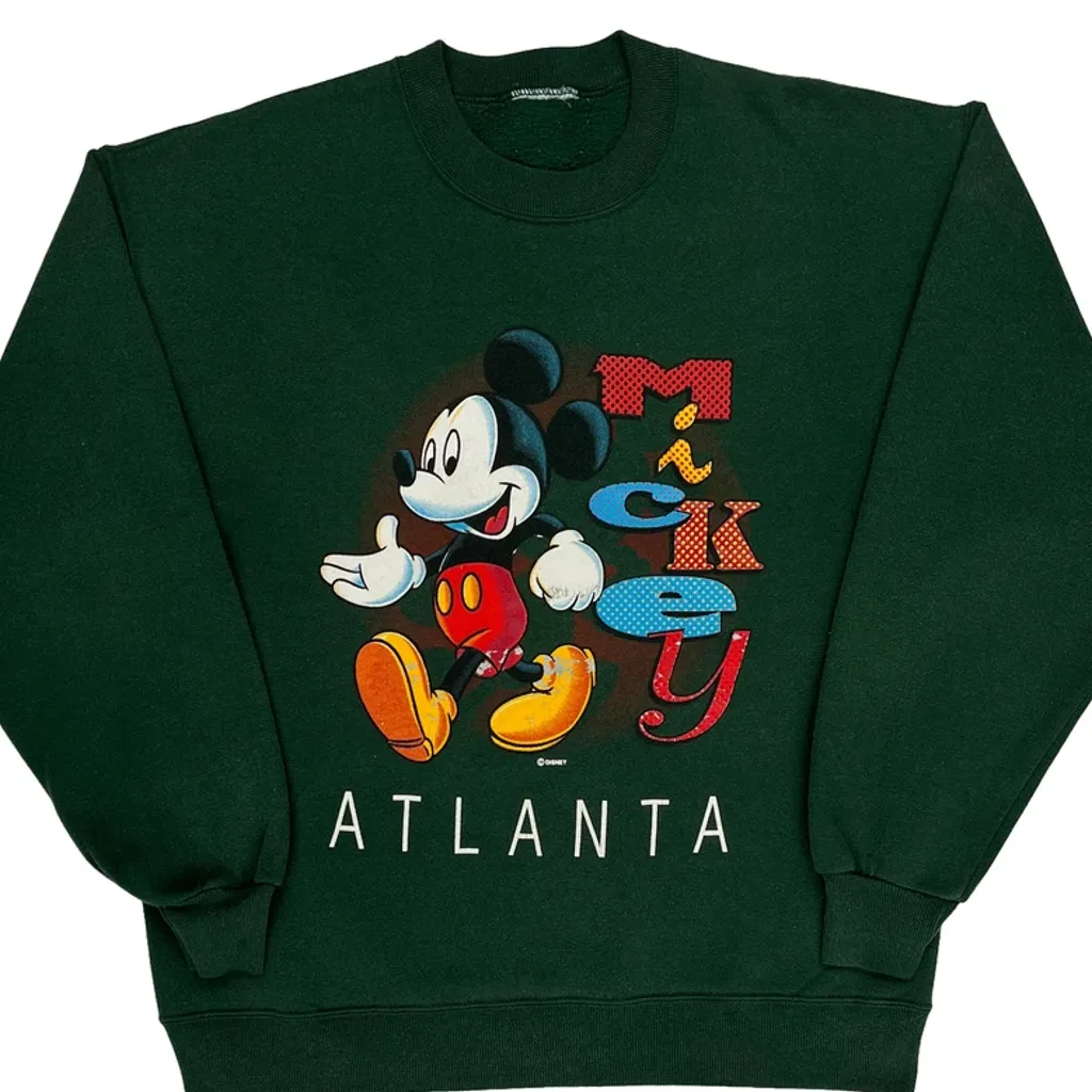 Atlanta Disney Cartoon Sweatshirt - Medium Green Cotton - Image 5