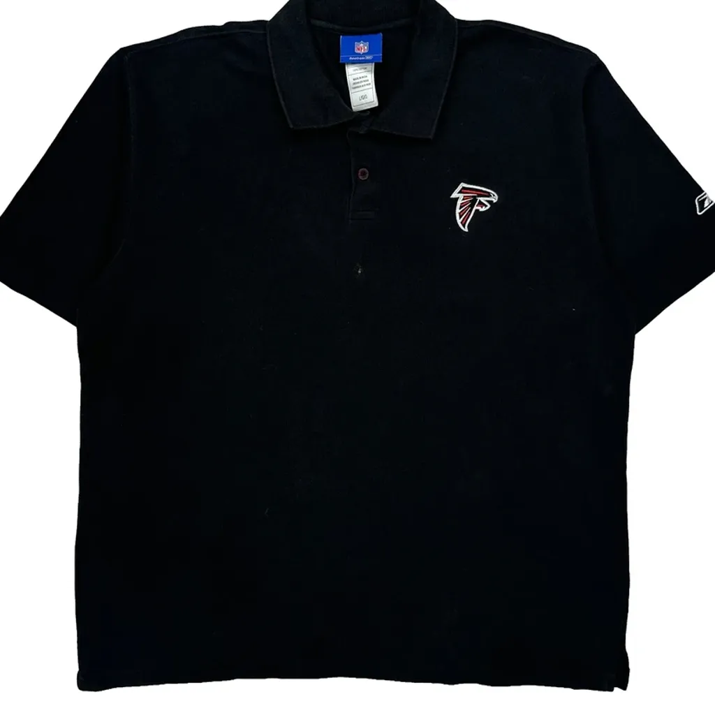 Atlanta Falcons Reebok Nfl Polo Shirt - Large Black Cotton - Image 4