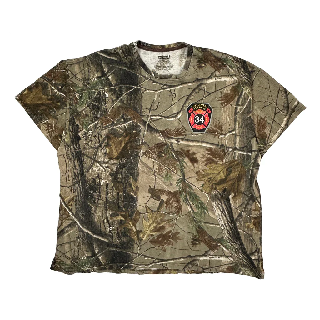 Atlantic Beach Fire Dept. Russell Outdoors T-Shirt - 2XL Camo Cotton