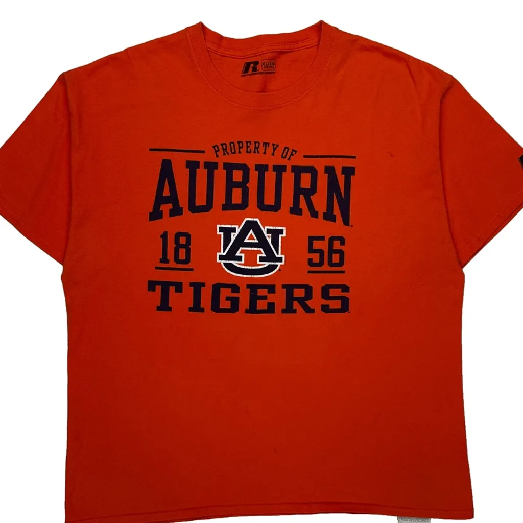 Auburn Tigers Russell Athletic College T-Shirt - XL Orange Cotton - Image 5