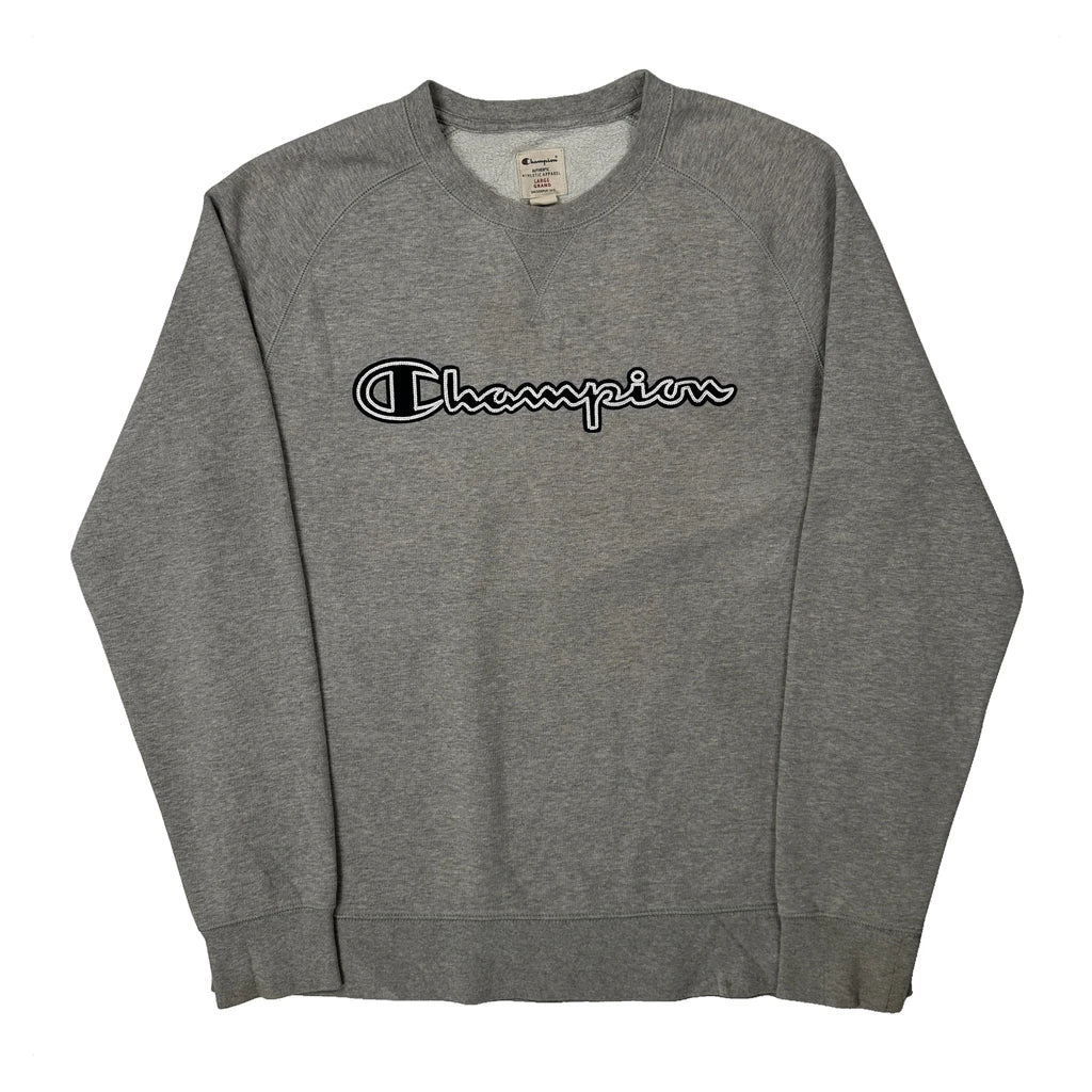 Authentic Athletic Apparel Champion Spellout Sweatshirt - Large Grey Cotton