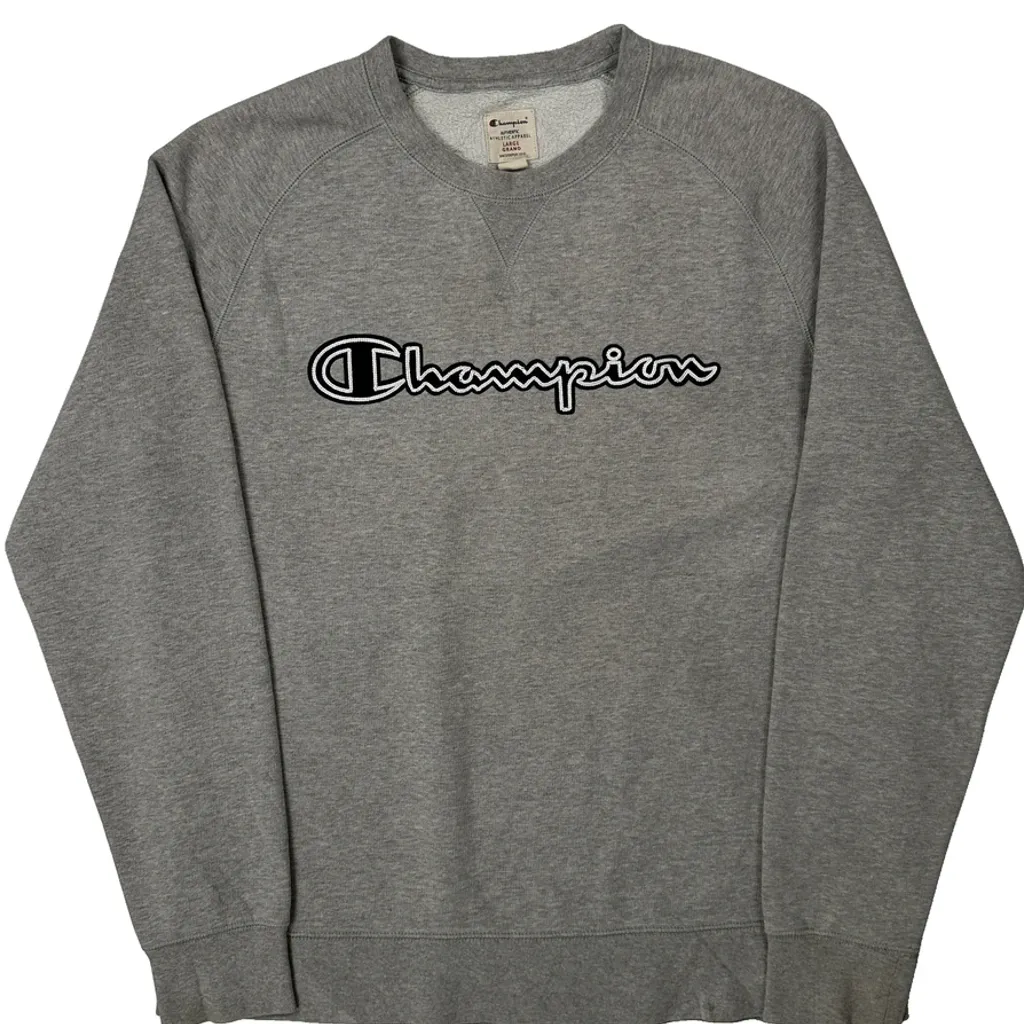 Authentic Athletic Apparel Champion Spellout Sweatshirt - Large Grey Cotton - Image 4