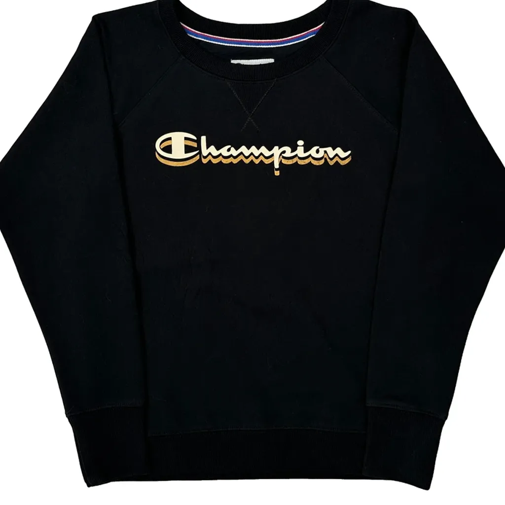 Authentic Athleticwear Champion Spellout Sweatshirt - Small Black Cotton - Image 4