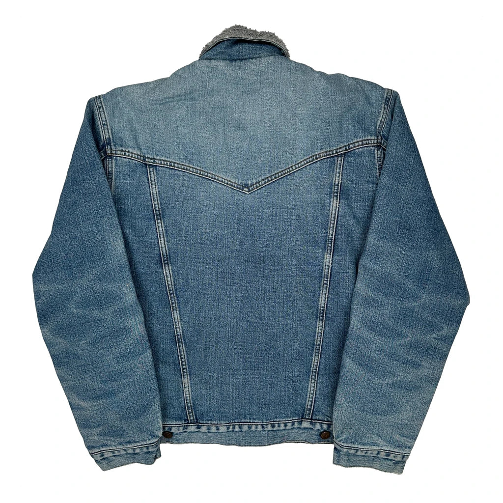 Authentic Western Wrangler Sherpa Lined Denim Jacket - Large Blue Denim - Image 2