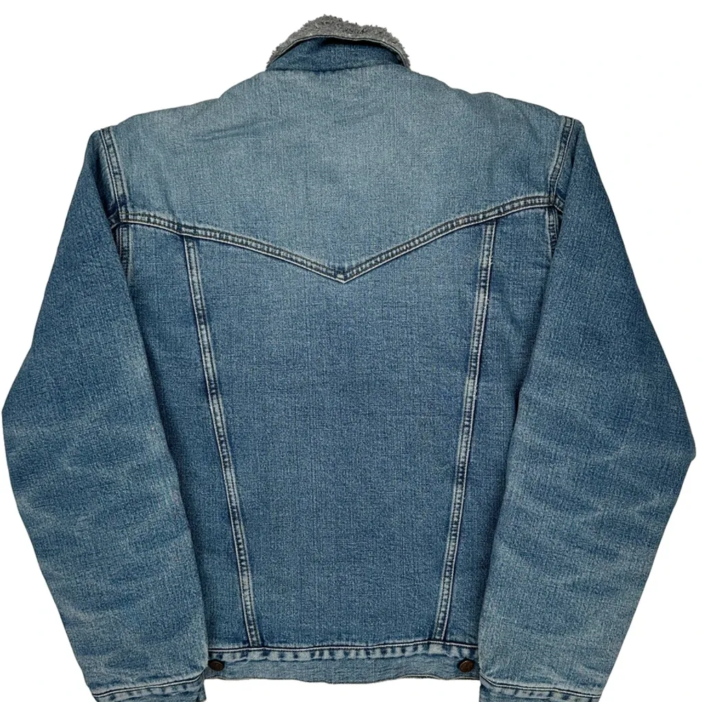 Authentic Western Wrangler Sherpa Lined Denim Jacket - Large Blue Denim - Image 7