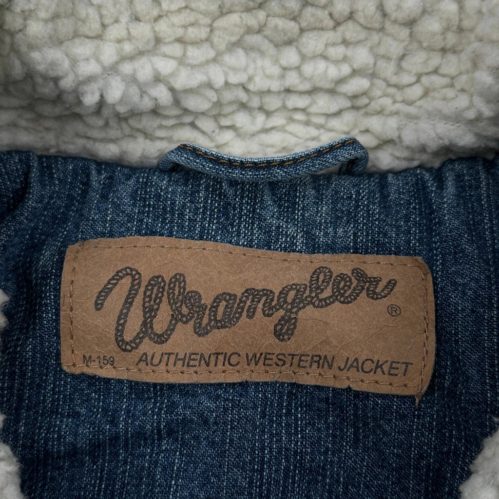 Authentic Western Wrangler Sherpa Lined Denim Jacket - Medium Blue Denim - Image 4