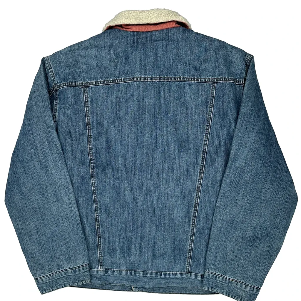 Authentic Western Wrangler Sherpa Lined Denim Jacket - Medium Blue Denim - Image 8