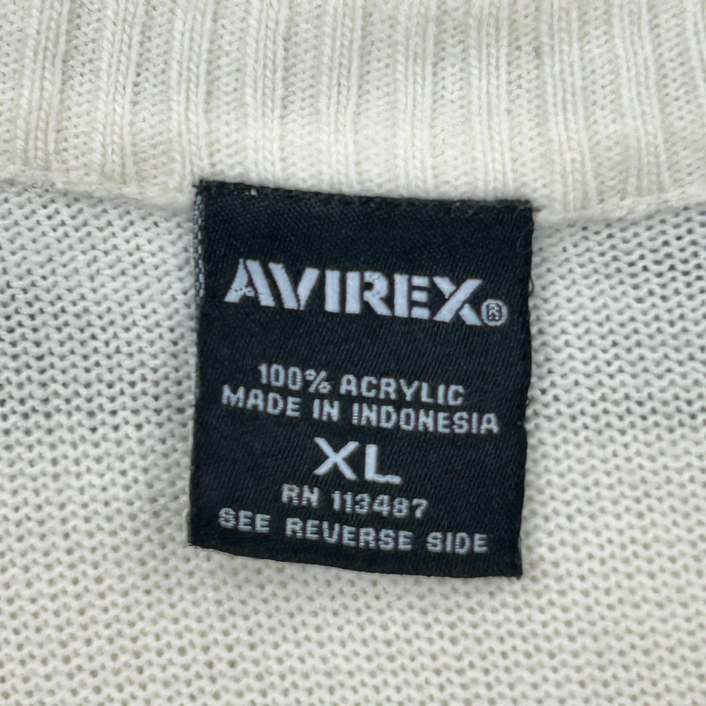 Avirex Striped Long Sleeve T-Shirt - XL White Acrylic - Image 3