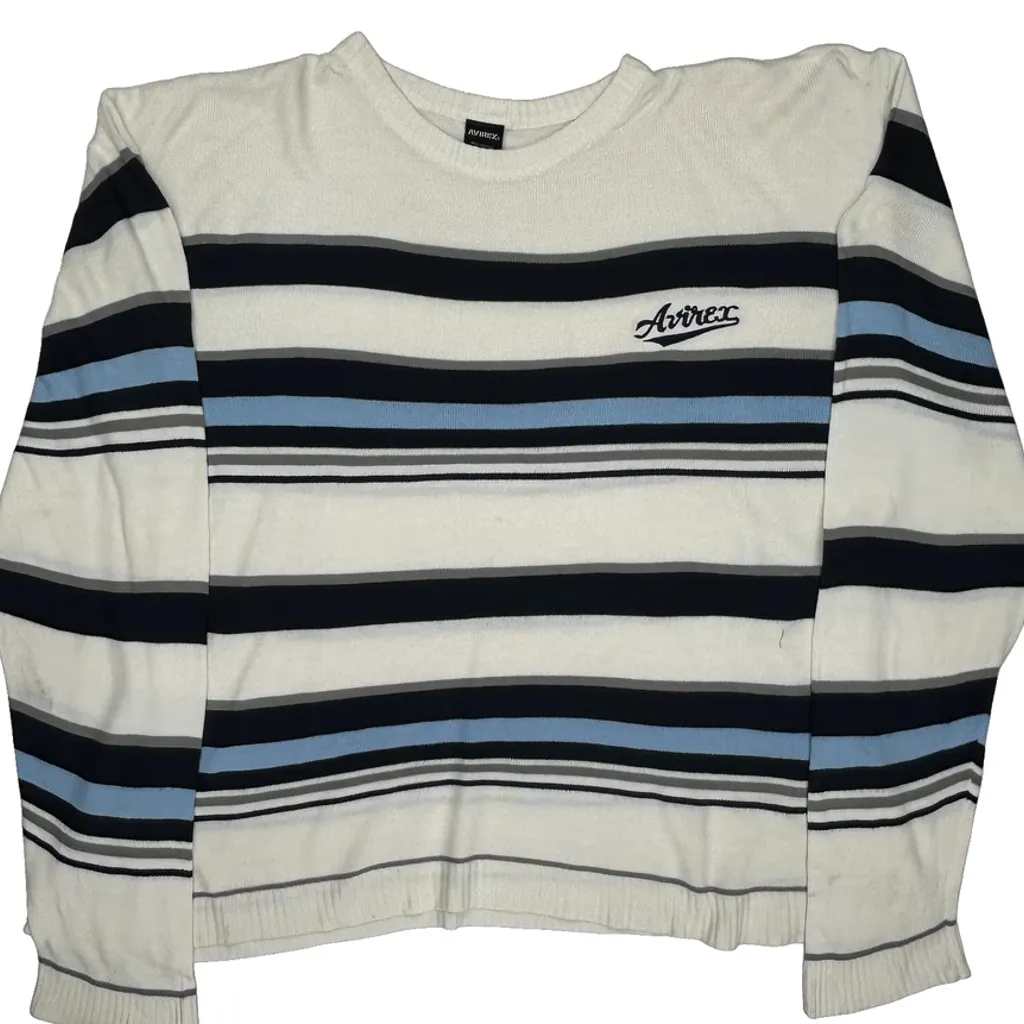 Avirex Striped Long Sleeve T-Shirt - XL White Acrylic - Image 4