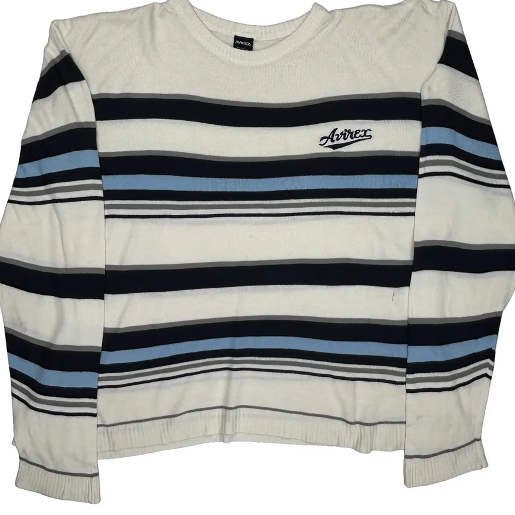 Avirex Striped Long Sleeve T-Shirt - XL White Acrylic - Image 5