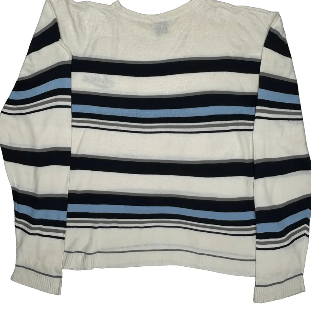 Avirex Striped Long Sleeve T-Shirt - XL White Acrylic - Image 6