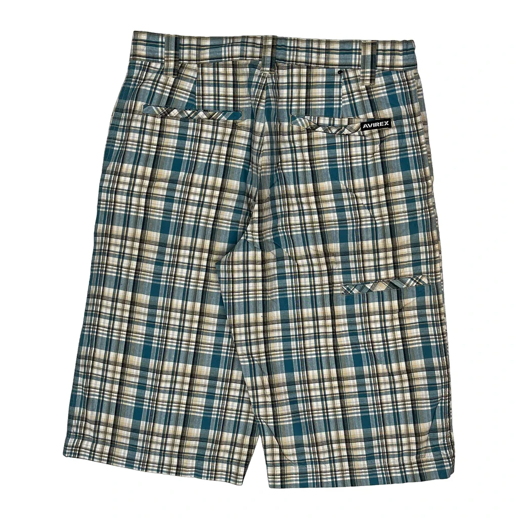 Avirex Checked Shorts - 31W 10L Blue Cotton