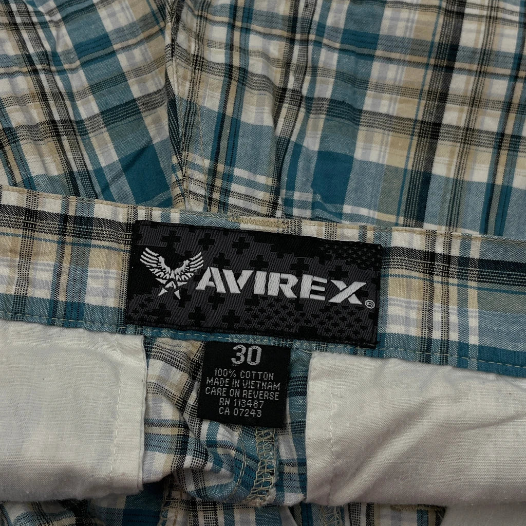 Avirex Checked Shorts - 31W 10L Blue Cotton - Image 6