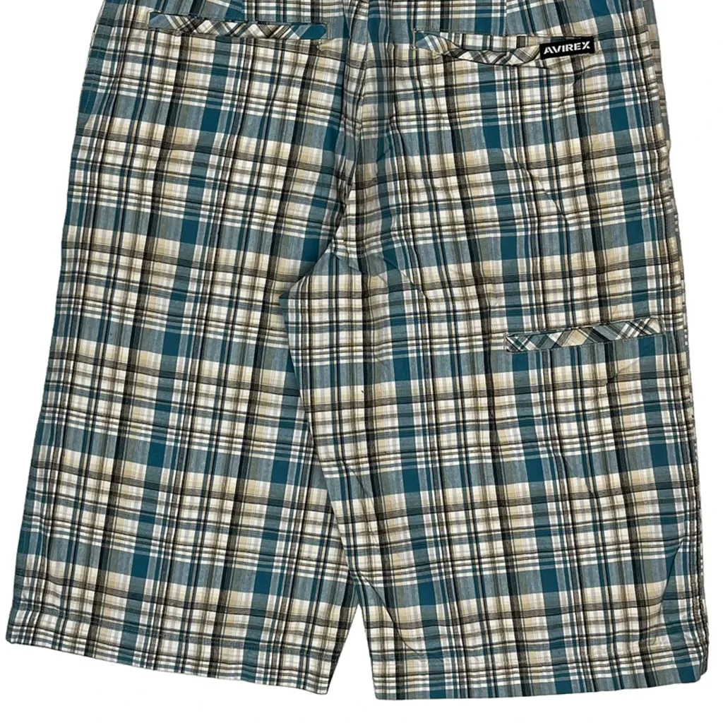Avirex Checked Shorts - 31W 10L Blue Cotton - Image 7