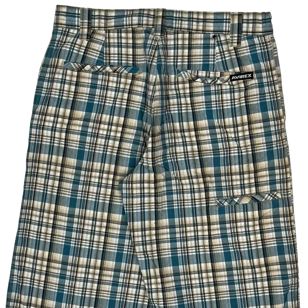 Avirex Checked Shorts - 31W 10L Blue Cotton - Image 8
