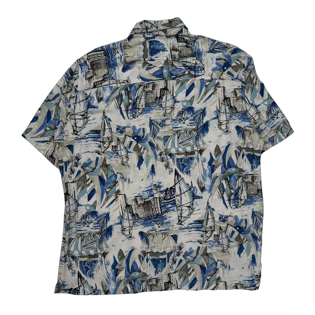 Axcess Graphic Hawaiian Shirt - Large Blue Cotton - Image 2