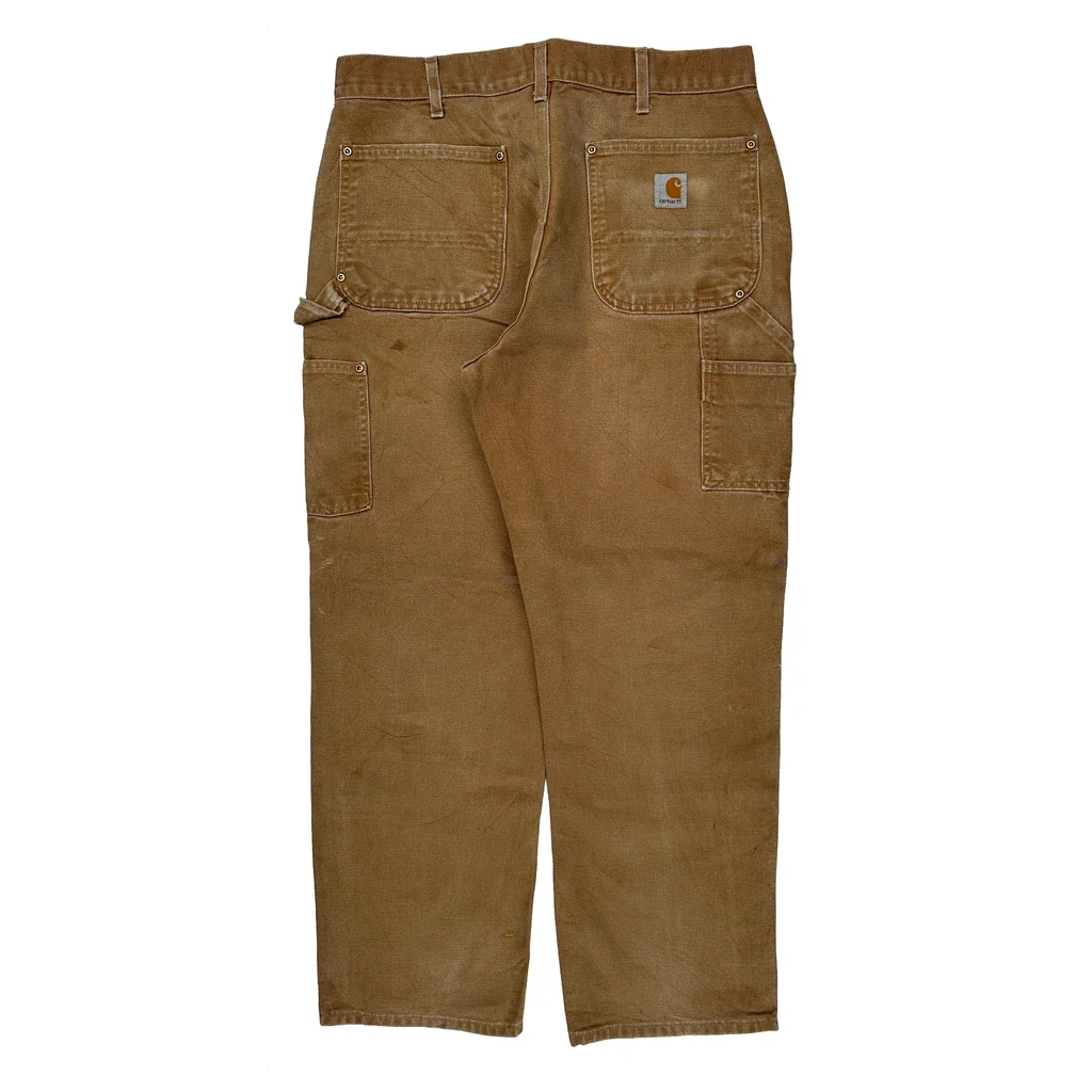 B136 Brn Carhartt Double Knee Carpenter Pants - 36W 29L Brown Cotton
