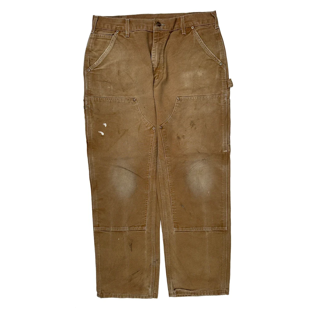 B136 Brn Carhartt Double Knee Carpenter Pants - 36W 29L Brown Cotton - Image 2