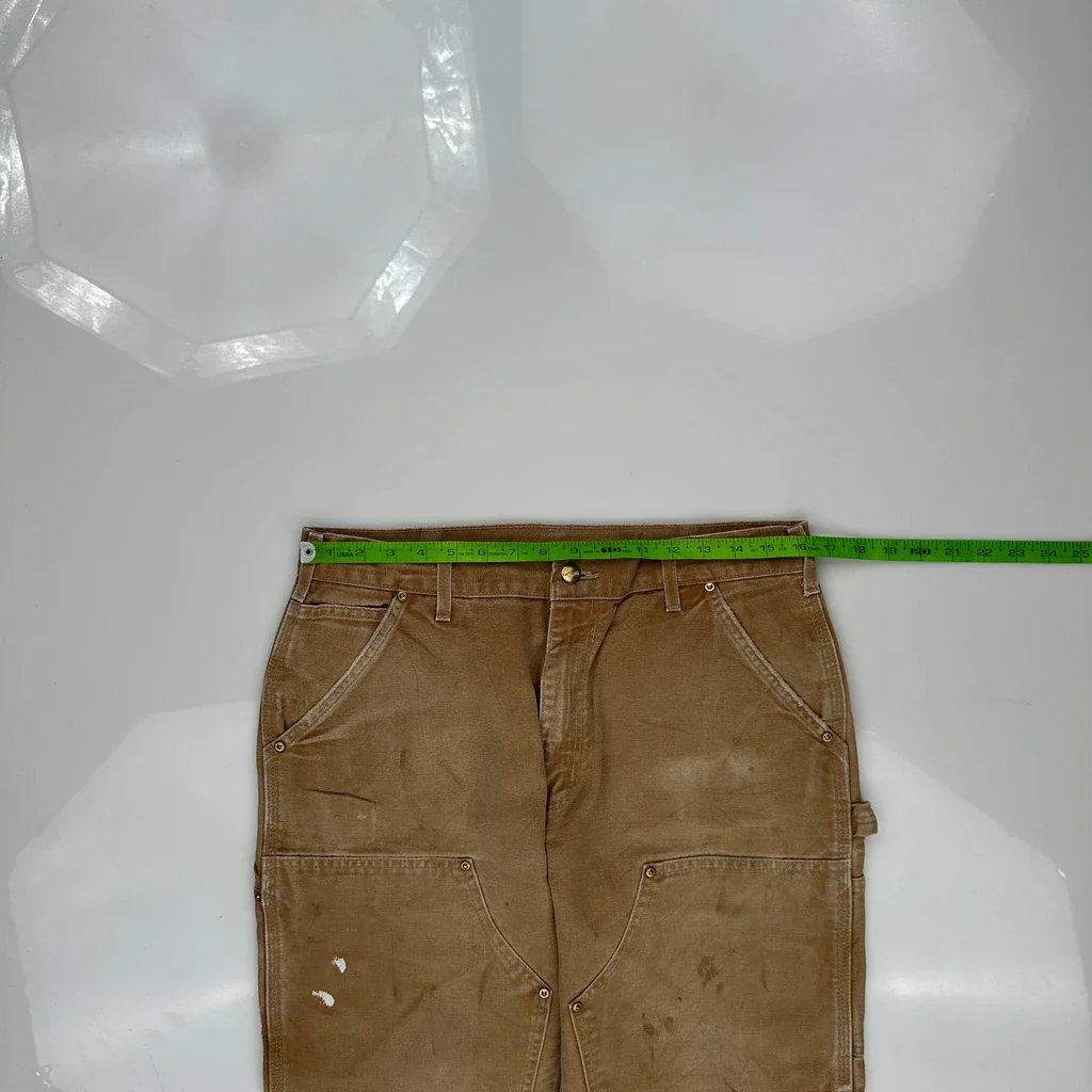 B136 Brn Carhartt Double Knee Carpenter Pants - 36W 29L Brown Cotton - Image 3