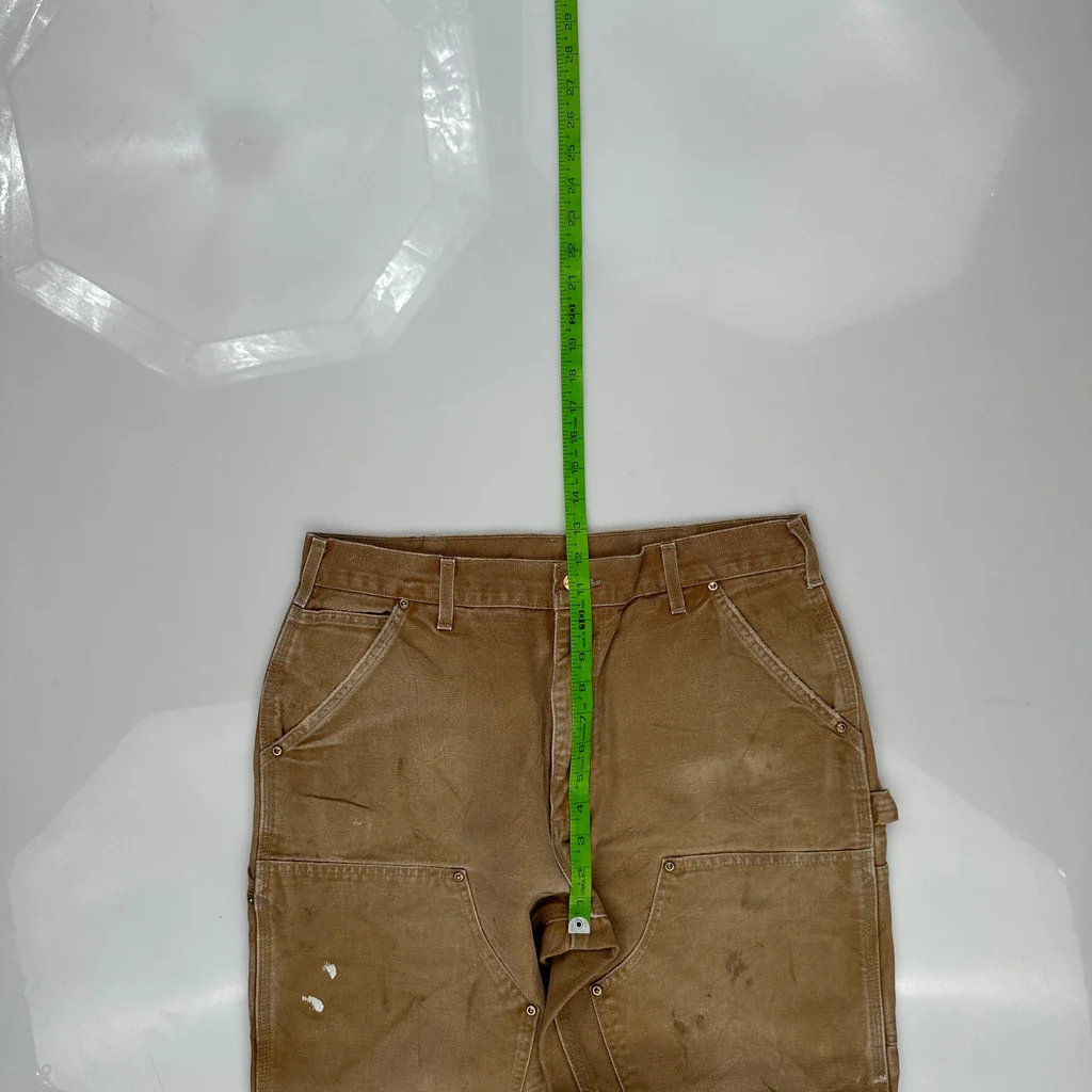 B136 Brn Carhartt Double Knee Carpenter Pants - 36W 29L Brown Cotton - Image 4