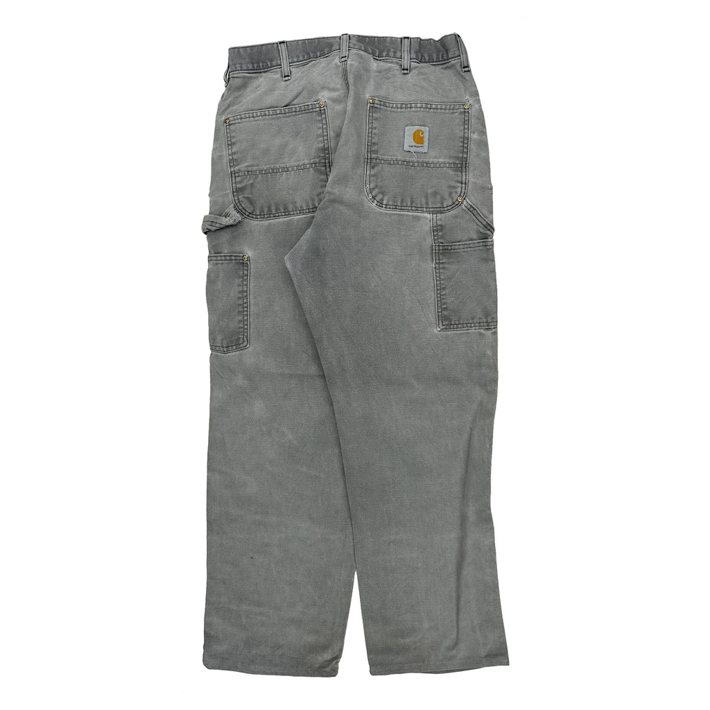 B136 Grv Carhartt Double Knee Carpenter Pants - 31W 30L Gray Cotton