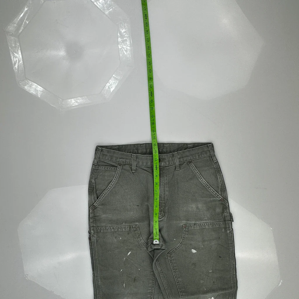 B136 Mos Carhartt Double Knee Carpenter Pants - 31W 30L Green Cotton - Image 4