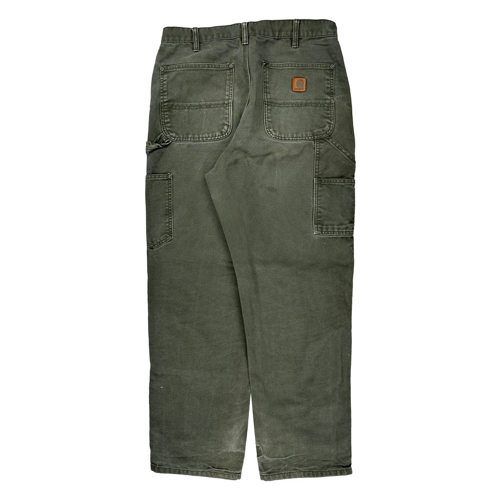 B136 Mos Carhartt Double Knee Carpenter Pants - 32W 32L Green Cotton