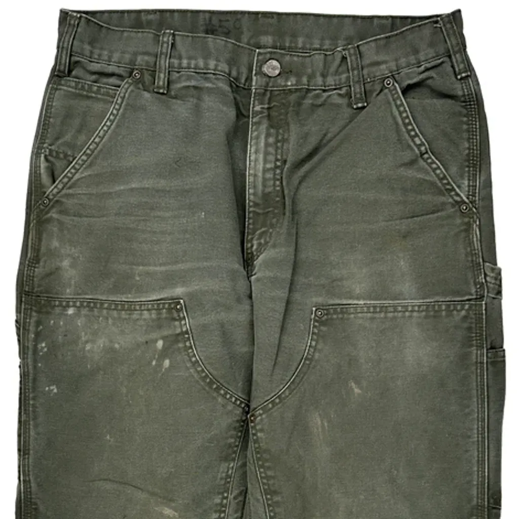 B136 Mos Carhartt Double Knee Carpenter Pants - 32W 32L Green Cotton - Image 9