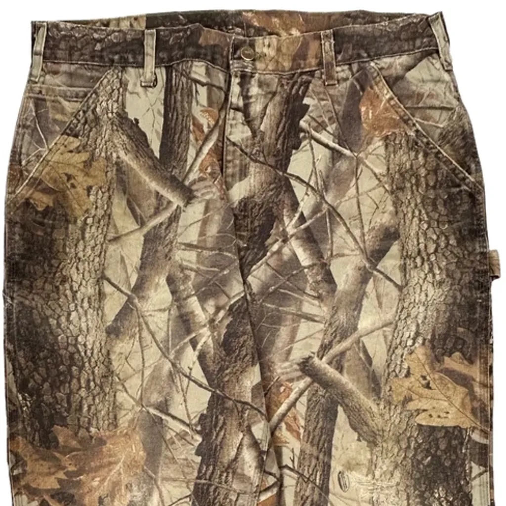 B158 Cmo Carhartt Camo Carpenter Trousers - 36W 32L Camo Cotton - Image 10