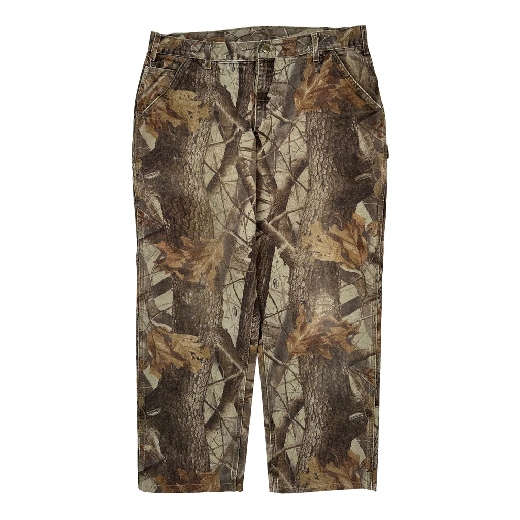 B158 Real Tree Carhartt Camo Carpenter Trousers - 36W 29L Camo Cotton - Image 2