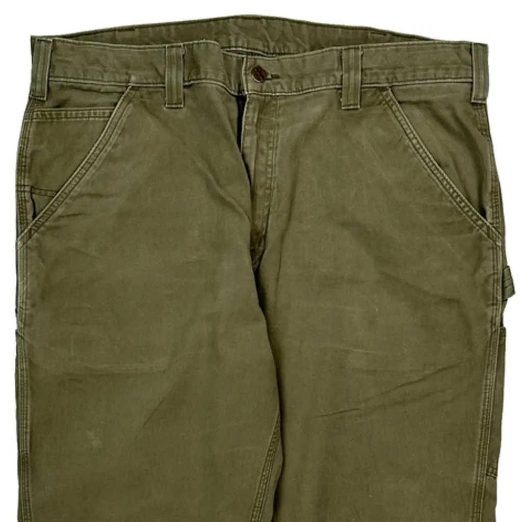 B324 Carhartt Arg Carpenter Trousers - 36W 32L Green Cotton - Image 10